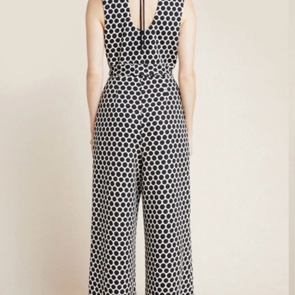 EUC Anthropologie Eva Franco Sleeveless Jumpsuit Size Polka Dot Black White!! - Picture 4 of 10